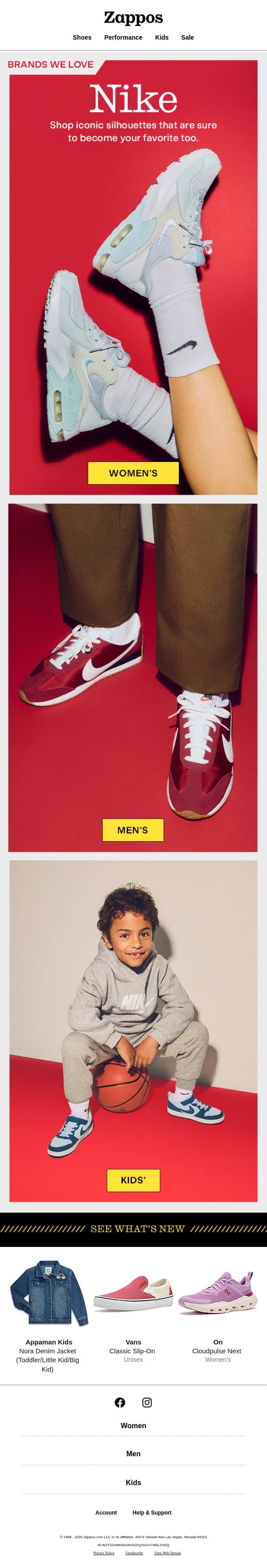 We're calling it Nike Season email from Zappos screenshot