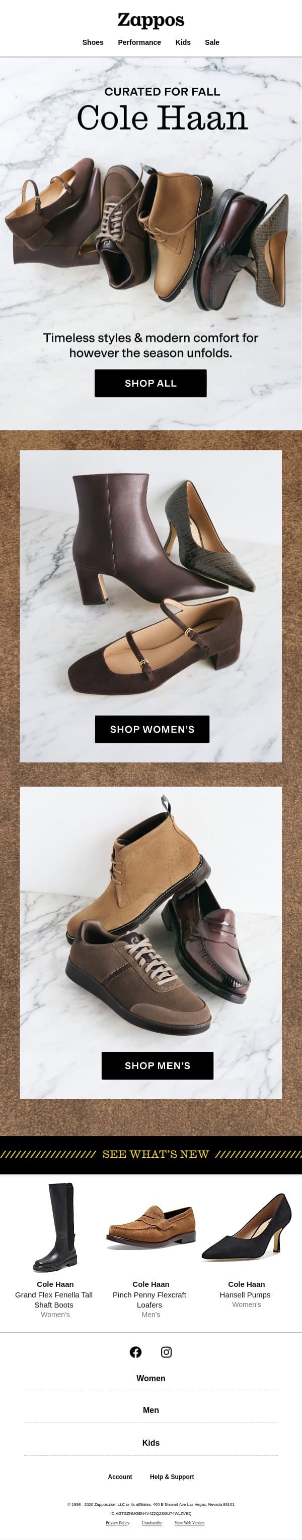 Cole Haan’s fall lineup is *so* good email from Zappos screenshot