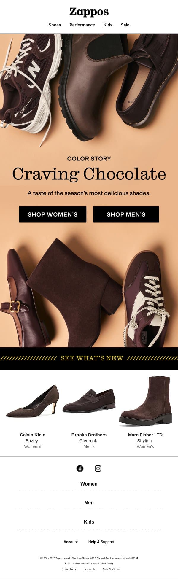 Brown for fall? Groundbreaking—and oh so chic 🤎 email from Zappos screenshot