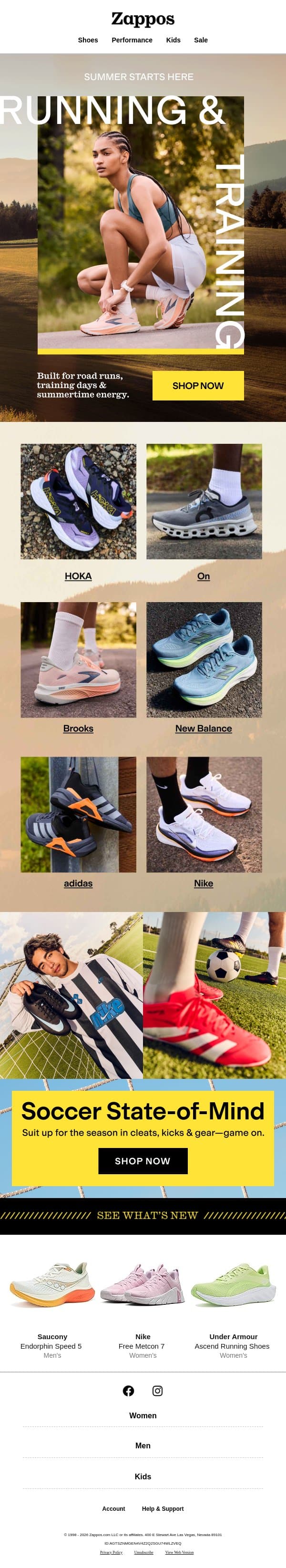 Outdoor workout season is here 🏃 email from Zappos screenshot