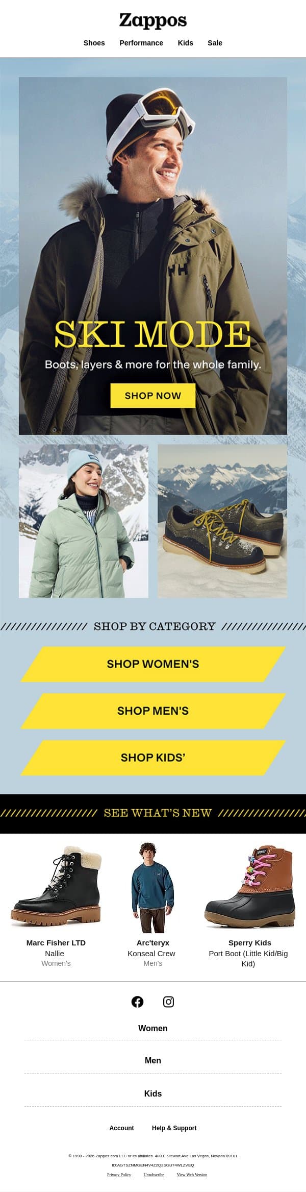 Gear up for your long ski weekend ⛷️ email from Zappos screenshot