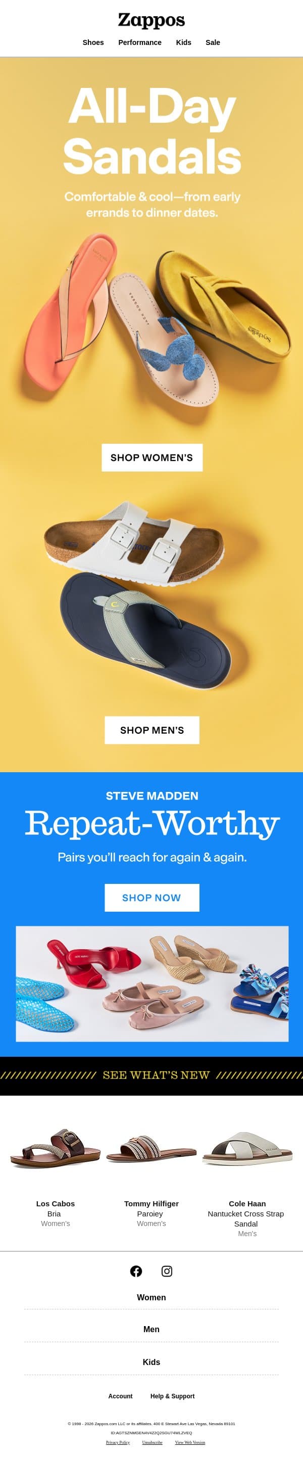 On the agenda: SANDALS email from Zappos screenshot