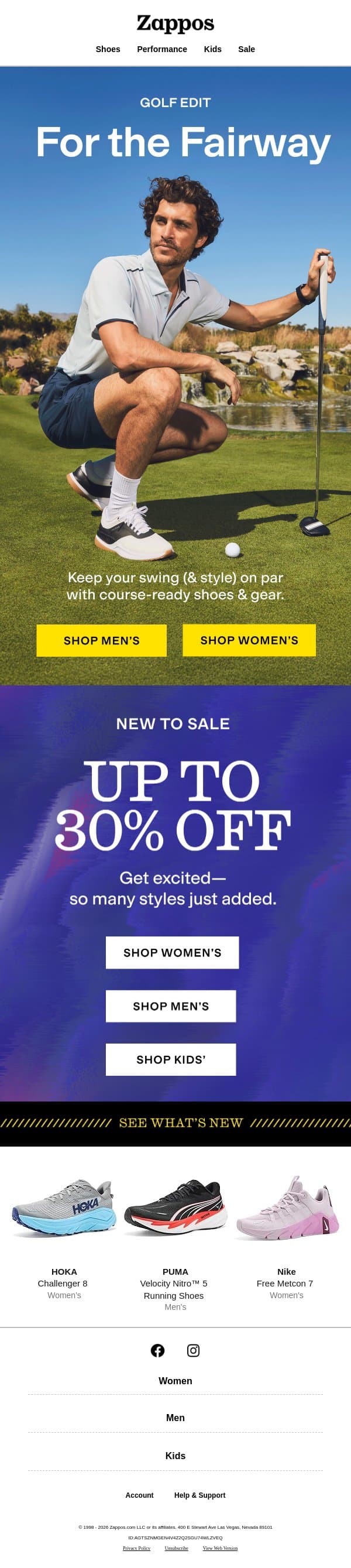 Shoes & styles made to hit the green ⛳ email from Zappos screenshot