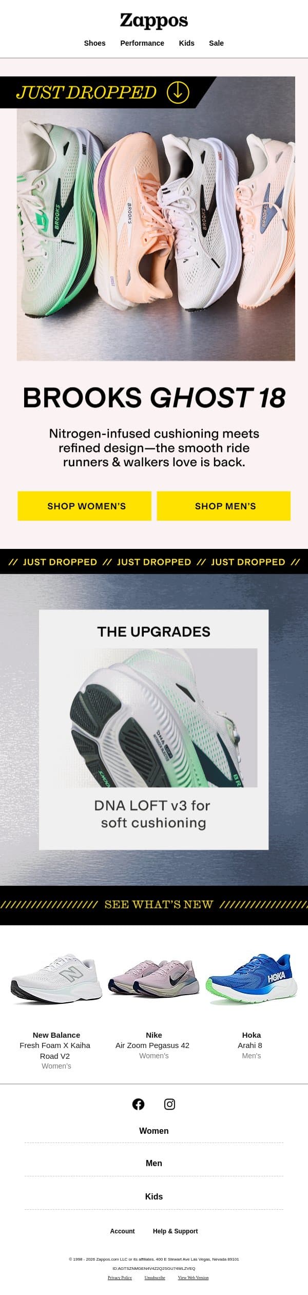 JUST DROPPED from Brooks 🔥 email from Zappos screenshot