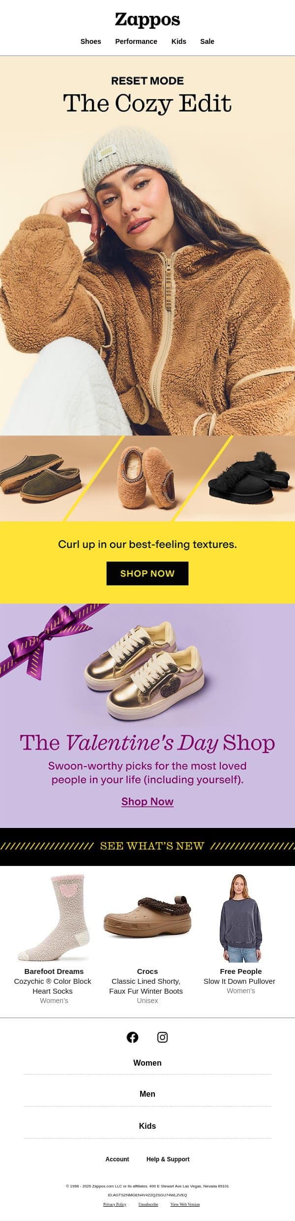 Discover our coziest textures ☁️ email from Zappos screenshot