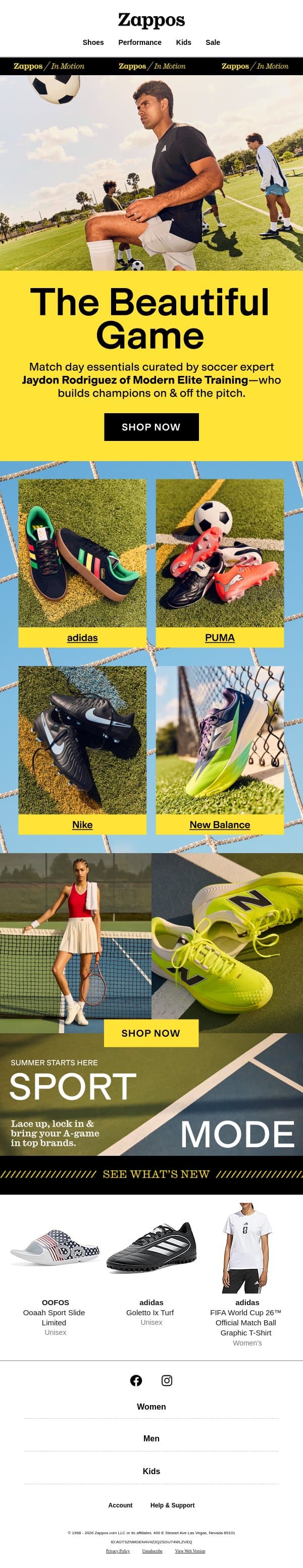 Lace up like a pro ⚽ email from Zappos screenshot