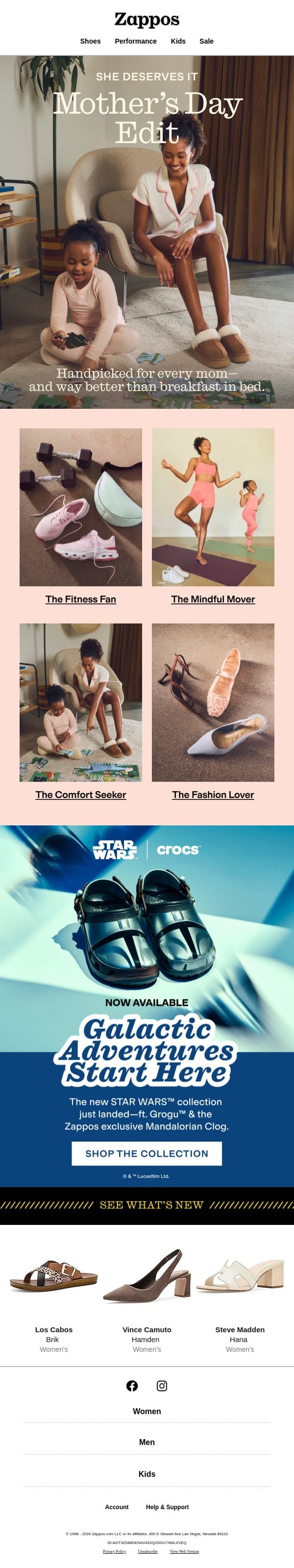 Don't forget about Mother's Day 💝 email from Zappos screenshot