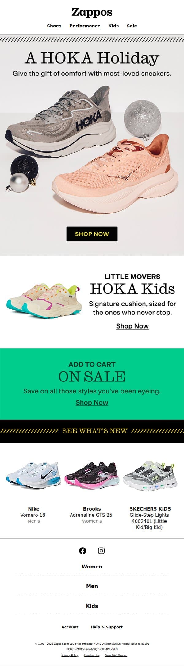 HOKA: the gift they'll actually use 🎁 email from Zappos screenshot