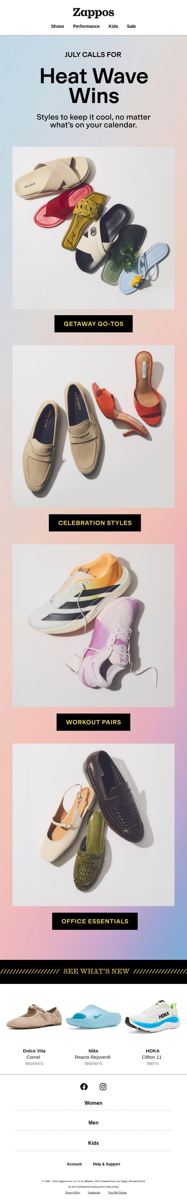 Temps: sweltering, your shoe game: sizzling 🔥 email from Zappos screenshot