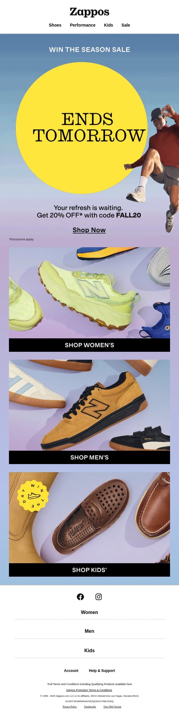Our Win the Season Sale is winding down ⏰ email from Zappos screenshot