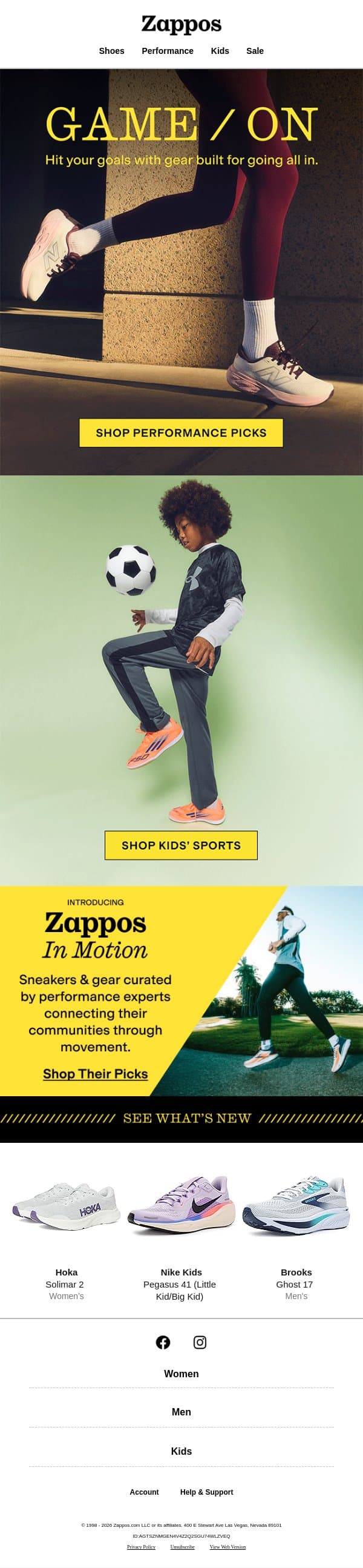 Calling all goal getters email from Zappos screenshot