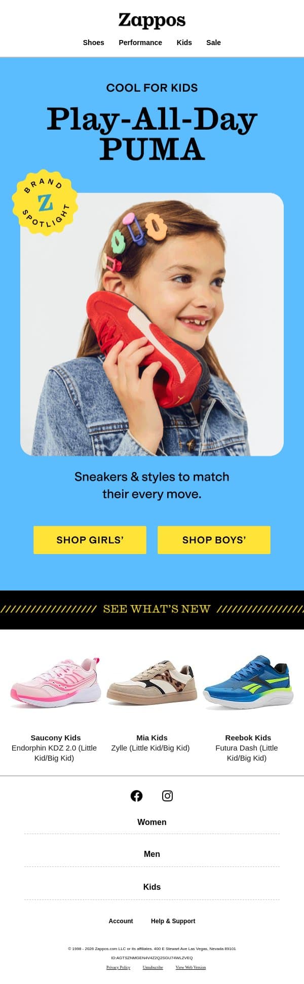 Game time to hang time, covered email from Zappos screenshot