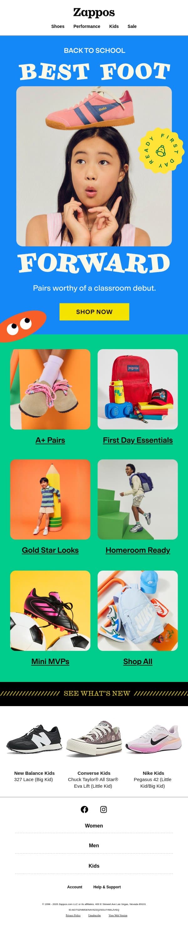 Dress code: show-&-tell worthy 🎒 email from Zappos screenshot