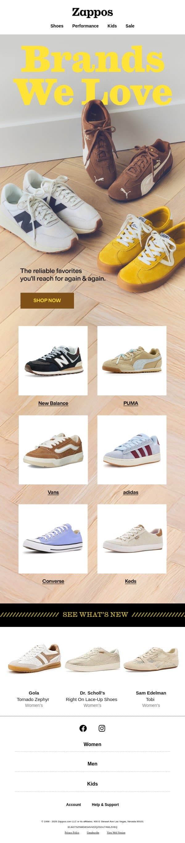 Brands we love 🙌 email from Zappos screenshot