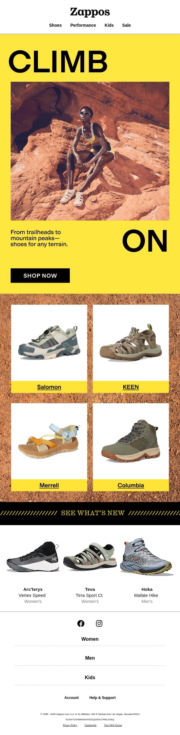 Lace up—the mountains are waiting ⛰️ email from Zappos screenshot