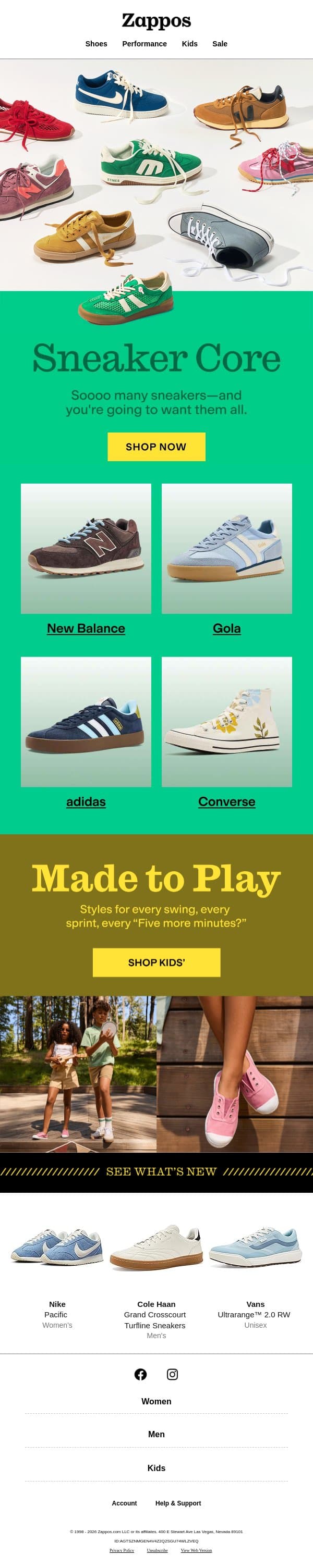 Sneaker lovers, this one’s for you email from Zappos screenshot