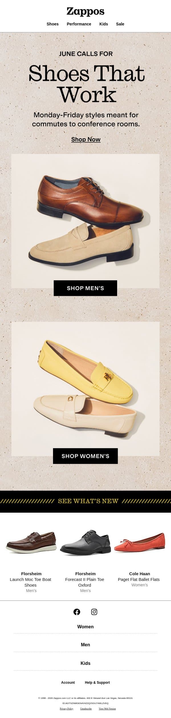 File under: office-ready footwear email from Zappos screenshot