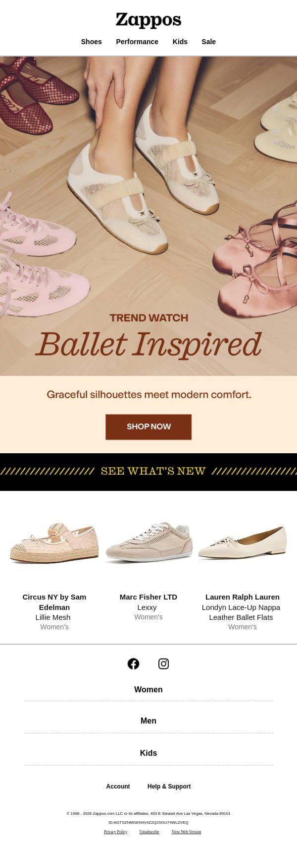 Trend watch: ballet-inspired styles email from Zappos screenshot