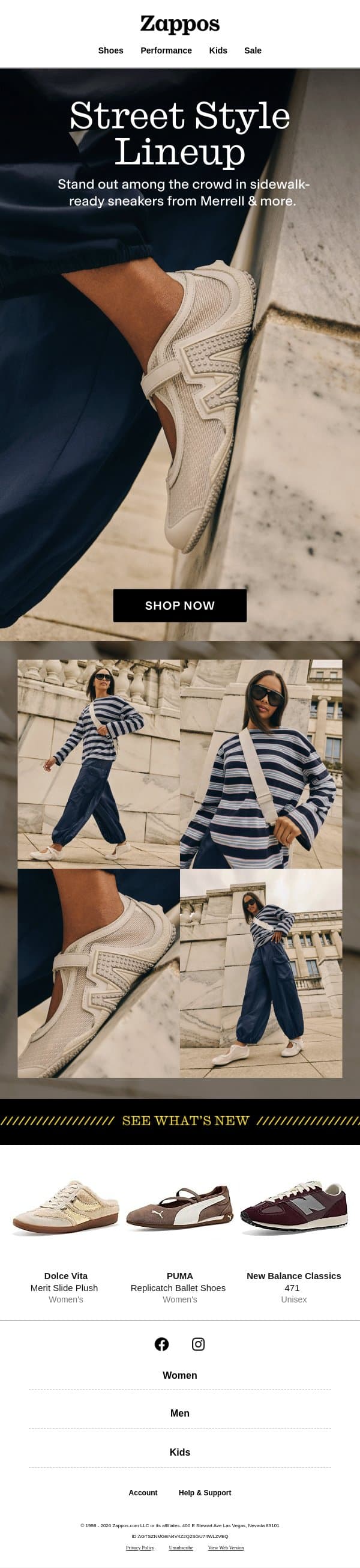 Your city uniform starts with sneakers email from Zappos screenshot