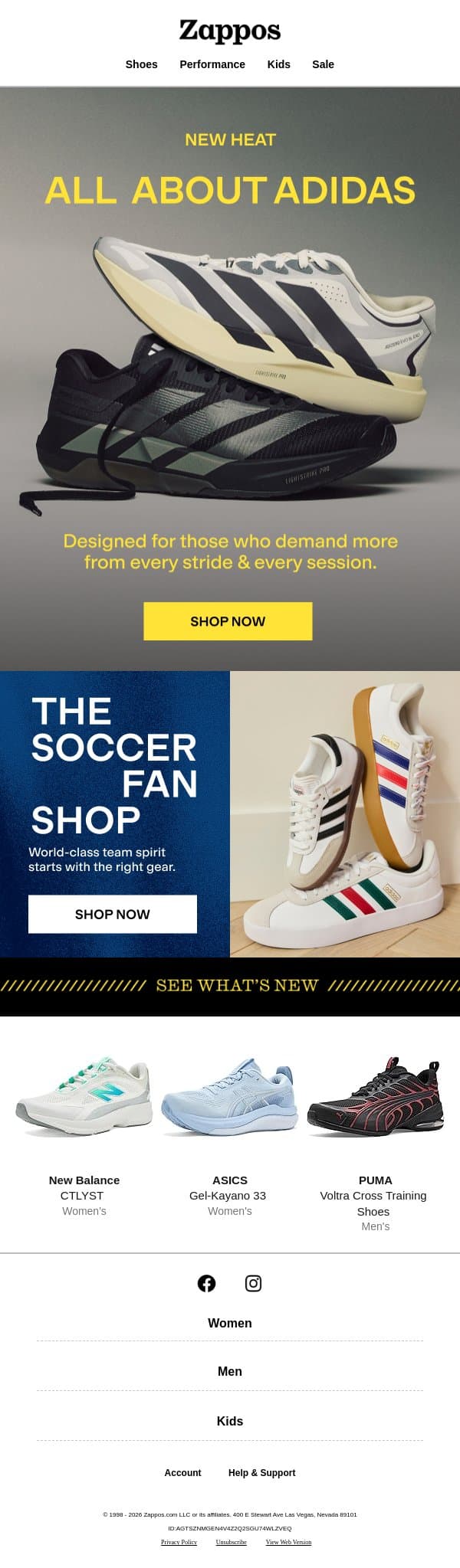 Add adidas to your workout routine email from Zappos screenshot