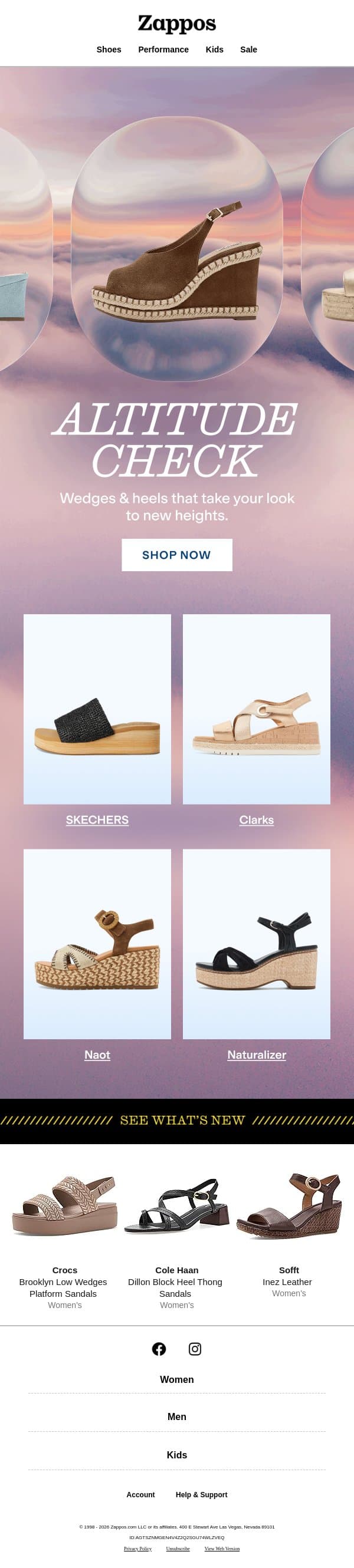 Sky's the limit in elevated pairs email from Zappos screenshot
