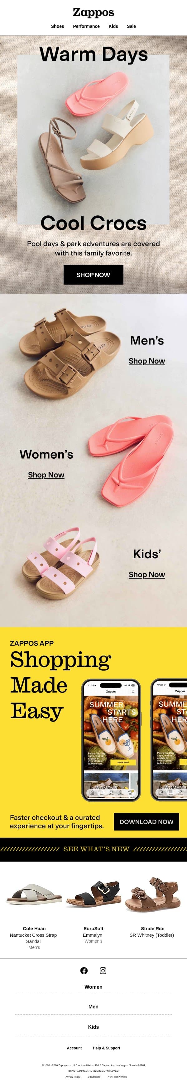 Consider it the season of Crocs email from Zappos screenshot