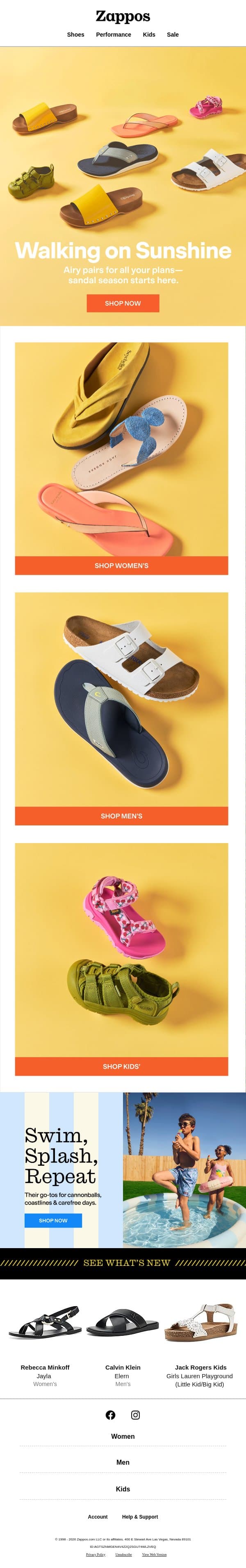 Sandals for every sunny day ☀️ email from Zappos screenshot
