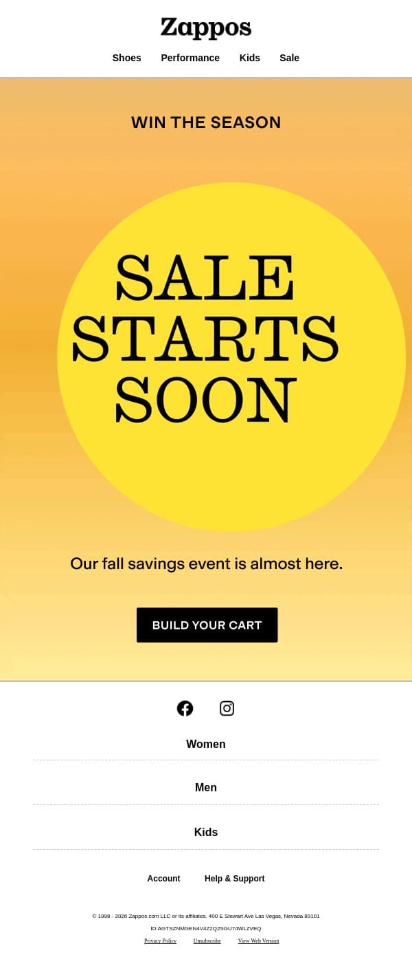 Something big is coming email from Zappos screenshot