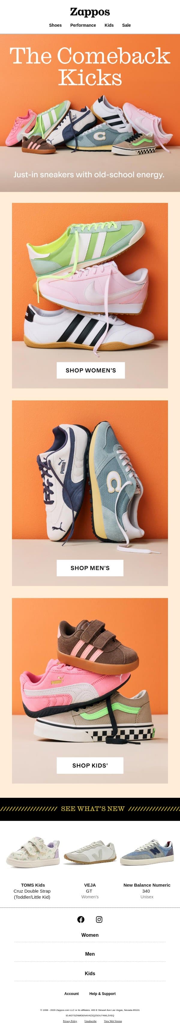 Throwback Thursday: Sneaker Edition 👟 email from Zappos screenshot
