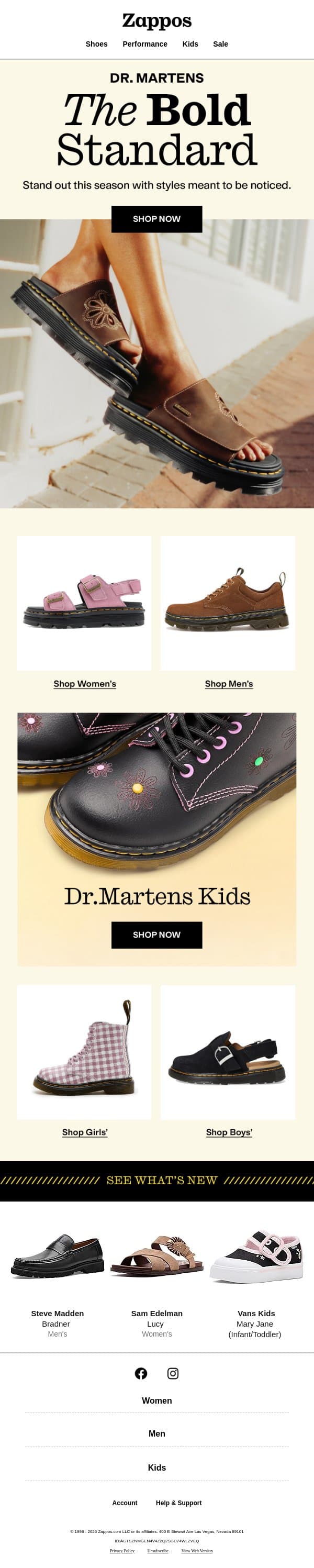 Dr. Martens for a bold spring email from Zappos screenshot