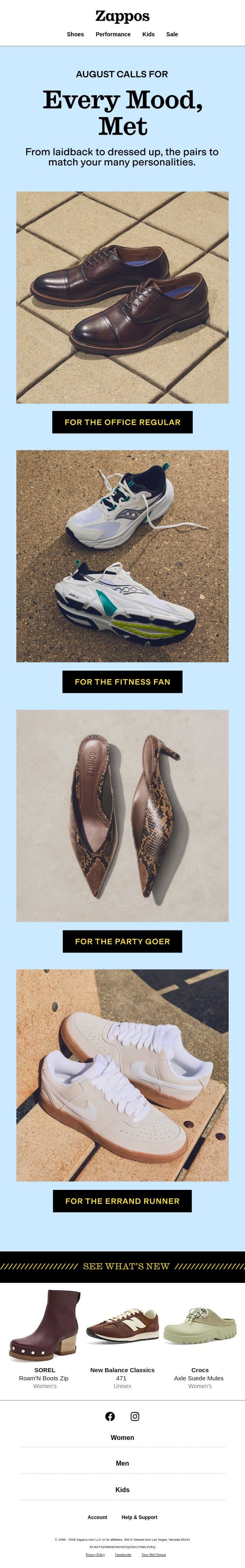 You contain multitudes, so should your shoes email from Zappos screenshot