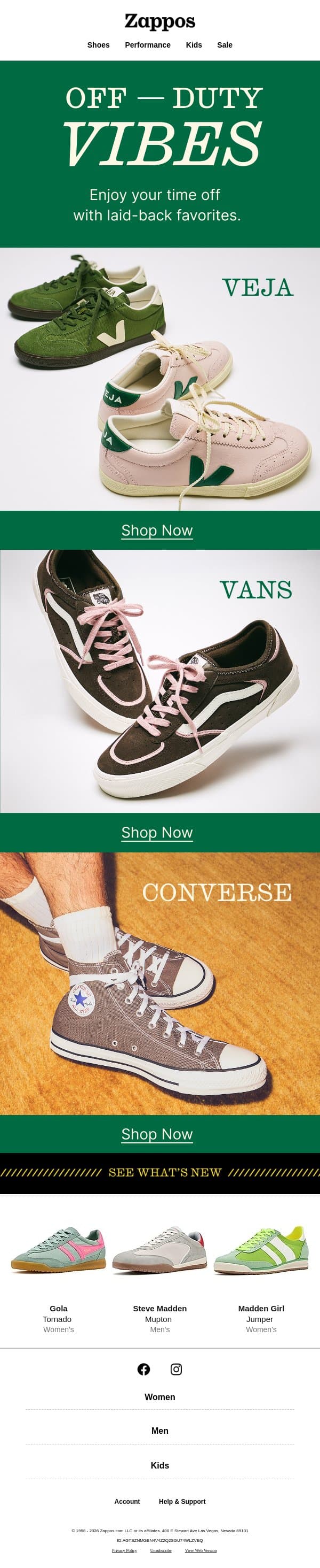 Sneakers you’ll wear on repeat email from Zappos screenshot