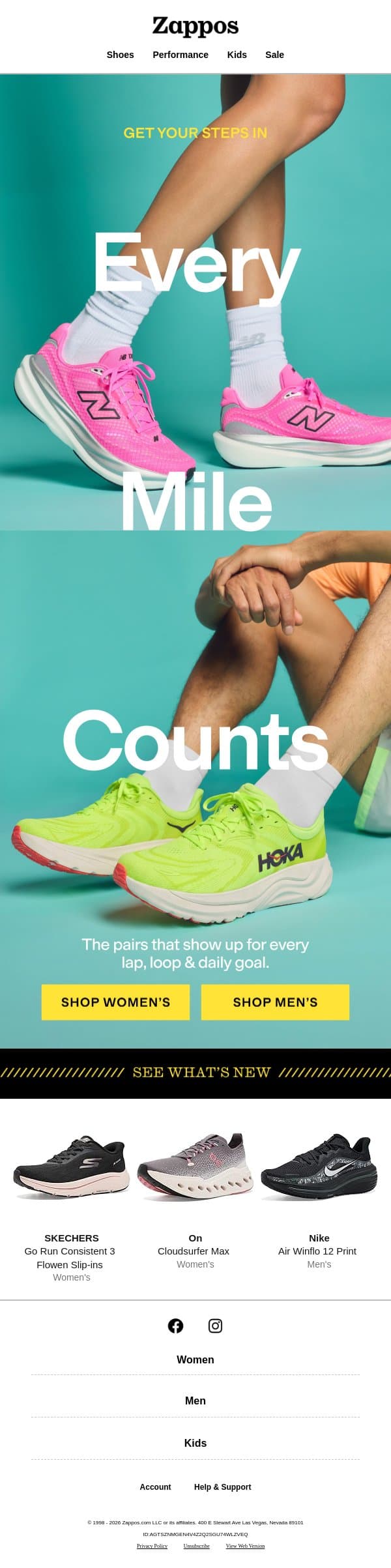Watch your step count rise ⬆️ email from Zappos screenshot