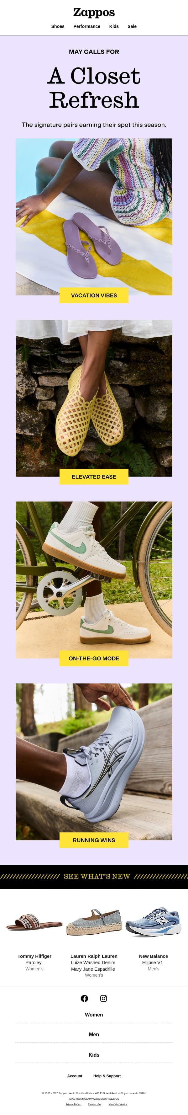 Your May shoe edit, sorted email from Zappos screenshot