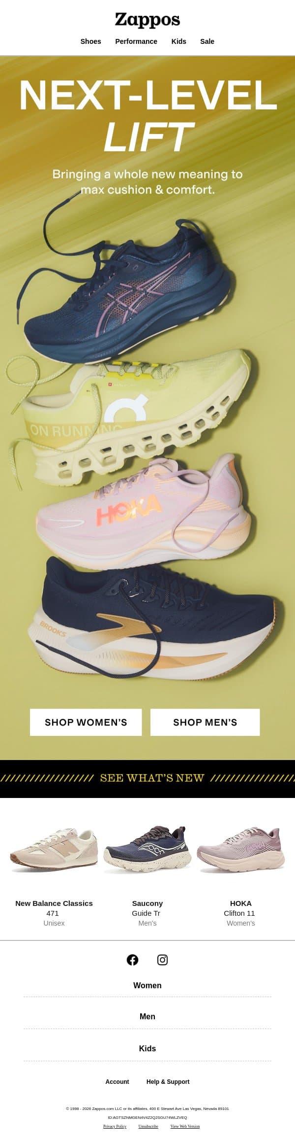 Take your workouts to new heights email from Zappos screenshot