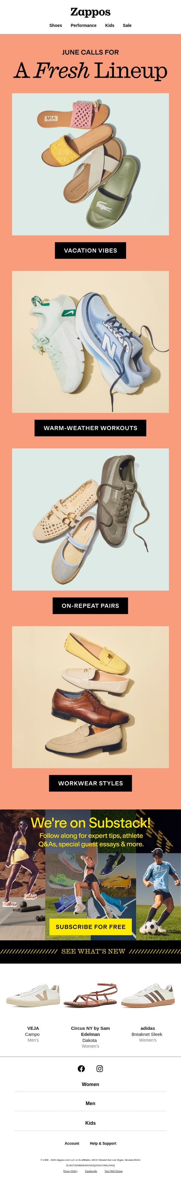 POV: it's finally warm out ☀️ email from Zappos screenshot