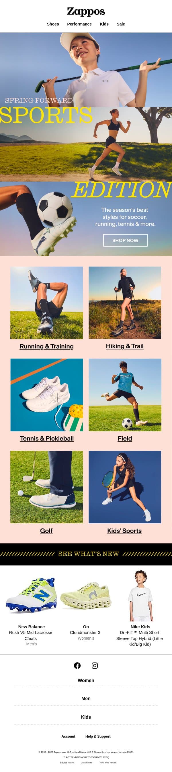 Spring forward with our Sports Edit ⚽ email from Zappos screenshot