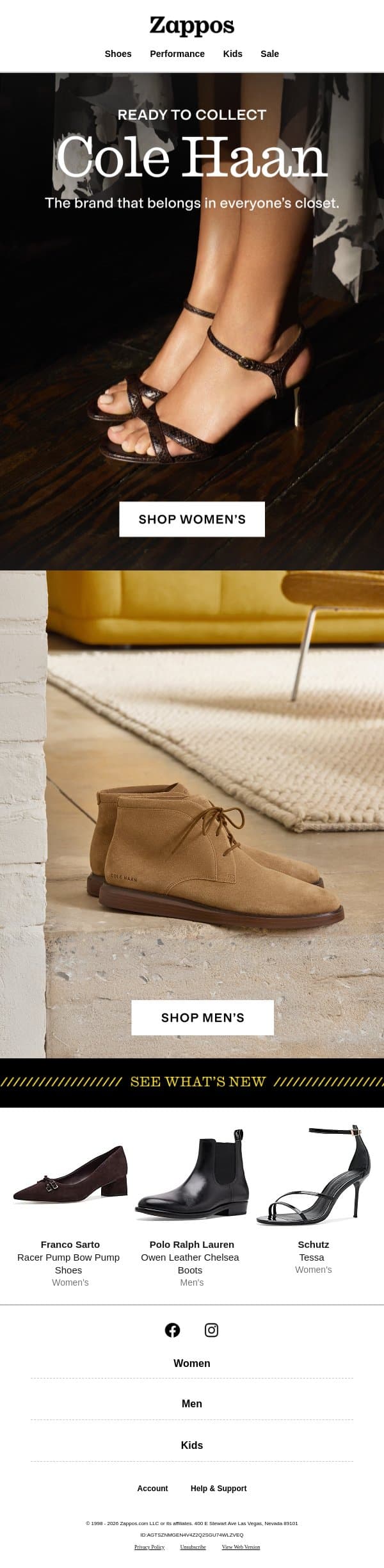 The Cole Haan styles calling your name email from Zappos screenshot