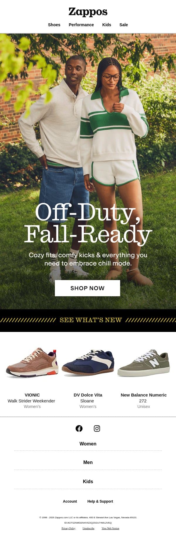 Time to build your fall uniform 🍂 email from Zappos screenshot