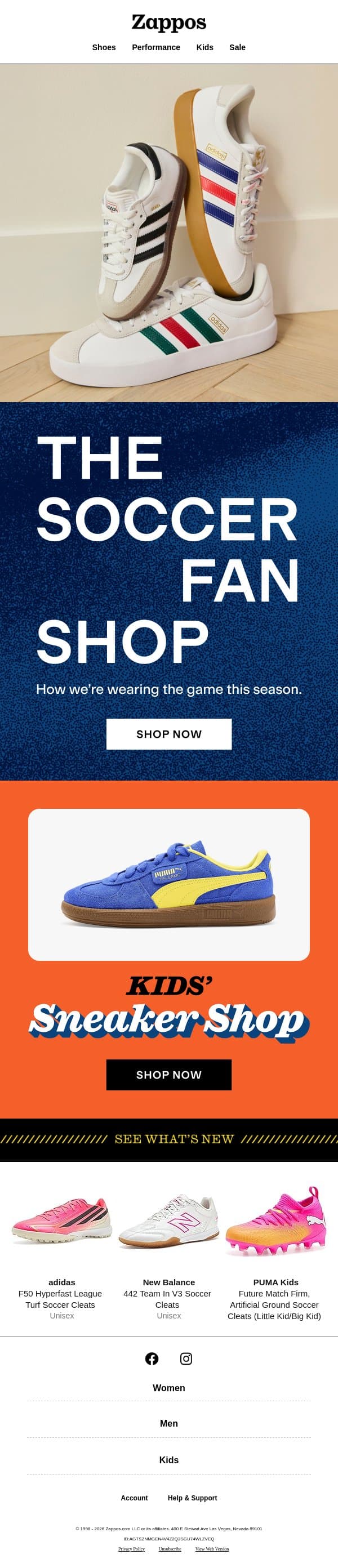 The Soccer Fan Shop is here ⚽ email from Zappos screenshot
