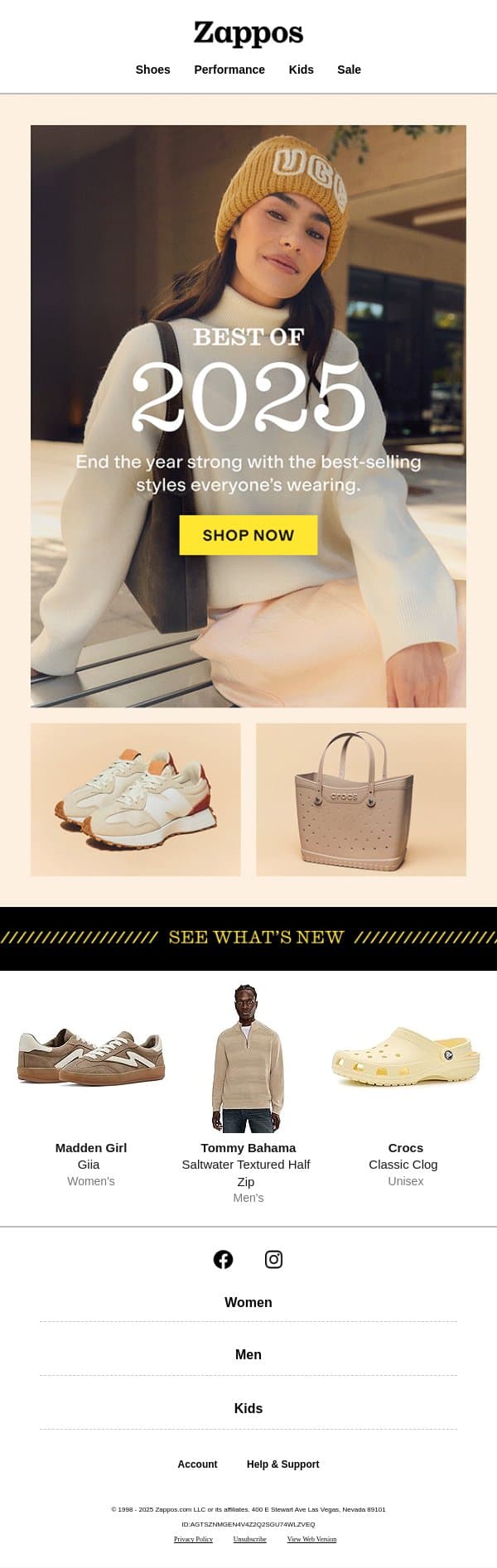 BEST OF 2025 email from Zappos screenshot