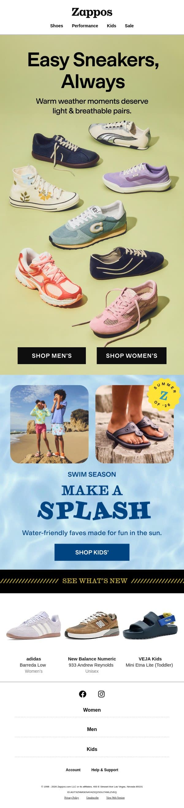 Stay light on your feet email from Zappos screenshot