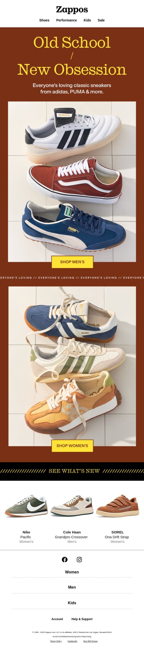 Retro sneakers everyone's loving email from Zappos screenshot