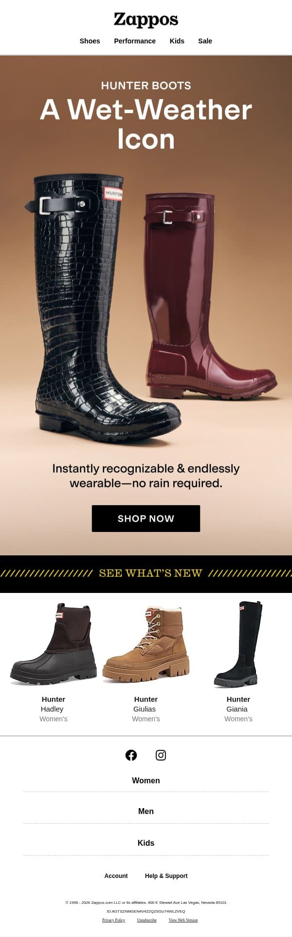 The Hunter legacy lives on ☔ email from Zappos screenshot