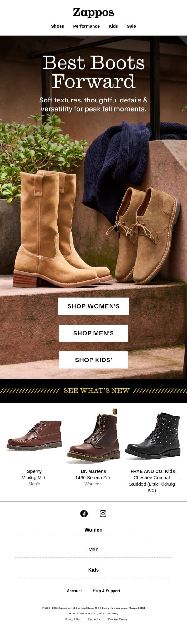 This season’s main character, in every size email from Zappos screenshot