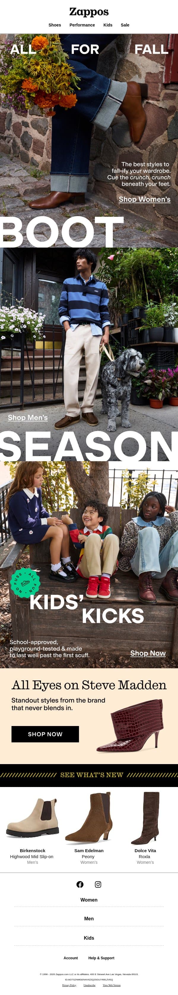 This season belongs to boots email from Zappos screenshot