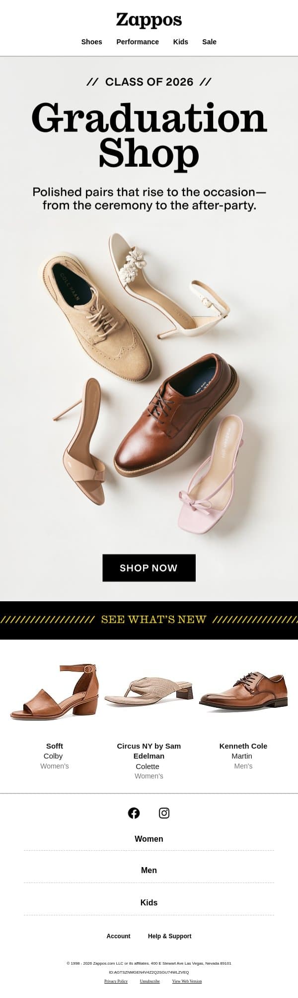 The Graduation Shop is in session ๐ email from Zappos screenshot
