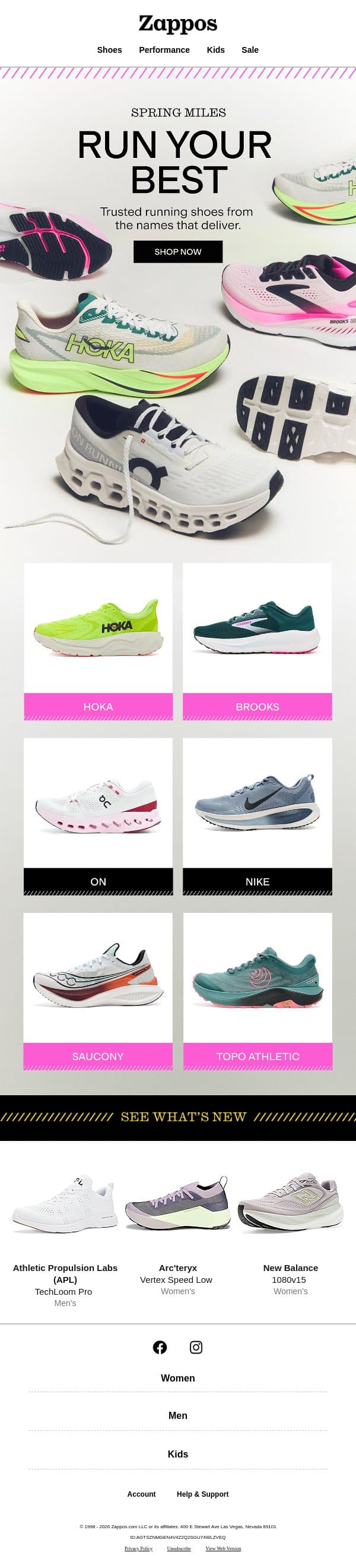 Your spring running lineup is here 🏃 email from Zappos screenshot