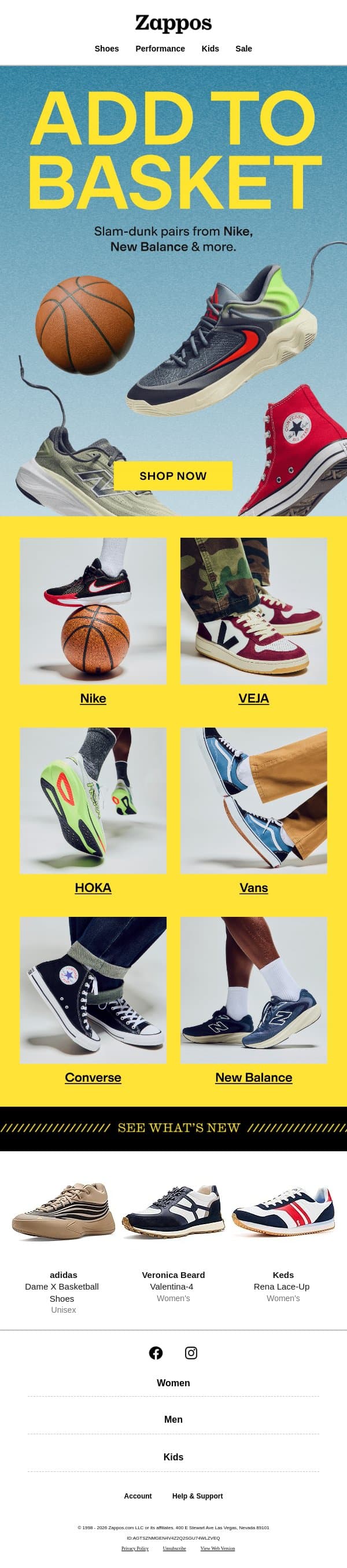 From game day to every day 🏀 email from Zappos screenshot
