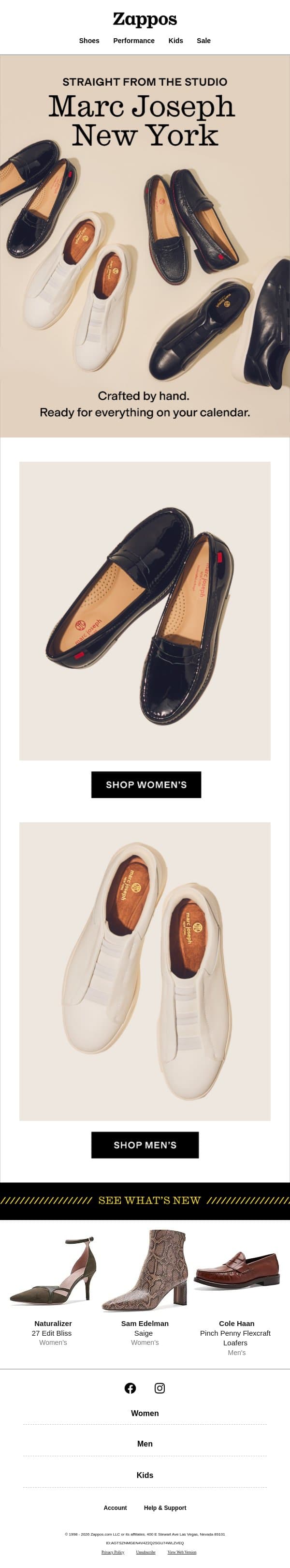 The whole day handled in Marc Joseph New York email from Zappos screenshot